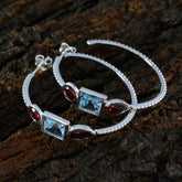 Zoey Trilogy Gemstone Earrings Riyo - Stylish Hoop Design